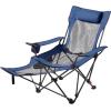 imageVEVOR Reclining Camping Chair 4 Adjustable Positions Portable Folding Lounger for Adults Mesh Beach Chair with Headrest ampamp Foot Rest Supports 220 lbs Heavy Duty Camp Chairs for Patio GreenBlue