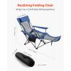 imageVEVOR Reclining Camping Chair 4 Adjustable Positions Portable Folding Lounger for Adults Mesh Beach Chair with Headrest ampamp Foot Rest Supports 220 lbs Heavy Duty Camp Chairs for Patio GreenBlue