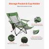 imageVEVOR Reclining Camping Chair 4 Adjustable Positions Portable Folding Lounger for Adults Mesh Beach Chair with Headrest ampamp Foot Rest Supports 220 lbs Heavy Duty Camp Chairs for Patio GreenGreen