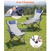 imageVEVOR Reclining Camping Chair 4 Adjustable Positions Portable Folding Lounger for Adults Mesh Beach Chair with Headrest ampamp Foot Rest Supports 220 lbs Heavy Duty Camp Chairs for Patio GreenBlue