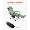 imageVEVOR Reclining Camping Chair 4 Adjustable Positions Portable Folding Lounger for Adults Mesh Beach Chair with Headrest ampamp Foot Rest Supports 220 lbs Heavy Duty Camp Chairs for Patio GreenGreen