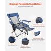 imageVEVOR Reclining Camping Chair 4 Adjustable Positions Portable Folding Lounger for Adults Mesh Beach Chair with Headrest ampamp Foot Rest Supports 220 lbs Heavy Duty Camp Chairs for Patio GreenBlue