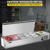 imageVEVOR Refrigerated Condiment Prep Station 135 W Countertop Refrigerated Condiment Station with 2 13 Pans ampamp 4 16 Pans 304 Stainless Body and PC Lid Sandwich Prep Table with Stainless Guard ETLStainless 55
