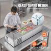 imageVEVOR Refrigerated Condiment Prep Station 135 W Countertop Refrigerated Condiment Station with 2 13 Pans ampamp 4 16 Pans 304 Stainless Body and PC Lid Sandwich Prep Table with Stainless Guard ETLGlass 55in