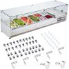 imageVEVOR Refrigerated Condiment Prep Station 135 W Countertop Refrigerated Condiment Station with 2 13 Pans ampamp 4 16 Pans 304 Stainless Body and PC Lid Sandwich Prep Table with Stainless Guard ETLGlass 60in