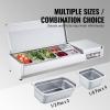 imageVEVOR Refrigerated Condiment Prep Station 135 W Countertop Refrigerated Condiment Station with 2 13 Pans ampamp 4 16 Pans 304 Stainless Body and PC Lid Sandwich Prep Table with Stainless Guard ETLStainless 55in