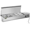 imageVEVOR Refrigerated Condiment Prep Station 135 W Countertop Refrigerated Condiment Station with 2 13 Pans ampamp 4 16 Pans 304 Stainless Body and PC Lid Sandwich Prep Table with Stainless Guard ETLStainless 55