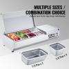 imageVEVOR Refrigerated Condiment Prep Station 135 W Countertop Refrigerated Condiment Station with 2 13 Pans ampamp 4 16 Pans 304 Stainless Body and PC Lid Sandwich Prep Table with Stainless Guard ETLStainless 48in
