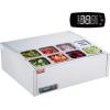 imageVEVOR Refrigerated Condiment Prep Station 135 W Countertop Refrigerated Condiment Station with 2 13 Pans ampamp 4 16 Pans 304 Stainless Body and PC Lid Sandwich Prep Table with Stainless Guard ETLStainless 275in