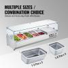 imageVEVOR Refrigerated Condiment Prep Station 135 W Countertop Refrigerated Condiment Station with 2 13 Pans ampamp 4 16 Pans 304 Stainless Body and PC Lid Sandwich Prep Table with Stainless Guard ETLGlass 55in