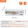 imageVEVOR Refrigerated Condiment Prep Station 135 W Countertop Refrigerated Condiment Station with 2 13 Pans ampamp 4 16 Pans 304 Stainless Body and PC Lid Sandwich Prep Table with Stainless Guard ETLGlass 60in