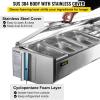 imageVEVOR Refrigerated Condiment Prep Station 135 W Countertop Refrigerated Condiment Station with 2 13 Pans ampamp 4 16 Pans 304 Stainless Body and PC Lid Sandwich Prep Table with Stainless Guard ETLStainless 55