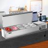imageVEVOR Refrigerated Condiment Prep Station 135 W Countertop Refrigerated Condiment Station with 2 13 Pans ampamp 4 16 Pans 304 Stainless Body and PC Lid Sandwich Prep Table with Stainless Guard ETLStainless 55