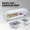 imageVEVOR Refrigerated Condiment Prep Station 135 W Countertop Refrigerated Condiment Station with 2 13 Pans ampamp 4 16 Pans 304 Stainless Body and PC Lid Sandwich Prep Table with Stainless Guard ETLGlass 60in