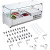 imageVEVOR Refrigerated Condiment Prep Station 135 W Countertop Refrigerated Condiment Station with 2 13 Pans ampamp 4 16 Pans 304 Stainless Body and PC Lid Sandwich Prep Table with Stainless Guard ETLGlass 40in