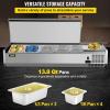 imageVEVOR Refrigerated Condiment Prep Station 135 W Countertop Refrigerated Condiment Station with 2 13 Pans ampamp 4 16 Pans 304 Stainless Body and PC Lid Sandwich Prep Table with Stainless Guard ETLStainless 55