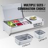 imageVEVOR Refrigerated Condiment Prep Station 135 W Countertop Refrigerated Condiment Station with 2 13 Pans ampamp 4 16 Pans 304 Stainless Body and PC Lid Sandwich Prep Table with Stainless Guard ETLStainless 40in