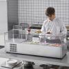 imageVEVOR Refrigerated Condiment Prep Station 135 W Countertop Refrigerated Condiment Station with 2 13 Pans ampamp 4 16 Pans 304 Stainless Body and PC Lid Sandwich Prep Table with Stainless Guard ETLGlass 55in