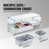imageVEVOR Refrigerated Condiment Prep Station 135 W Countertop Refrigerated Condiment Station with 2 13 Pans ampamp 4 16 Pans 304 Stainless Body and PC Lid Sandwich Prep Table with Stainless Guard ETLGlass 40in