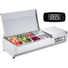 imageVEVOR Refrigerated Condiment Prep Station 135 W Countertop Refrigerated Condiment Station with 2 13 Pans ampamp 4 16 Pans 304 Stainless Body and PC Lid Sandwich Prep Table with Stainless Guard ETLStainless 48in