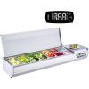 imageVEVOR Refrigerated Condiment Prep Station 135 W Countertop Refrigerated Condiment Station with 2 13 Pans ampamp 4 16 Pans 304 Stainless Body and PC Lid Sandwich Prep Table with Stainless Guard ETLStainless 71in