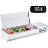 imageVEVOR Refrigerated Condiment Prep Station 135 W Countertop Refrigerated Condiment Station with 2 13 Pans ampamp 4 16 Pans 304 Stainless Body and PC Lid Sandwich Prep Table with Stainless Guard ETLStainless 55in