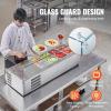 imageVEVOR Refrigerated Condiment Prep Station 135 W Countertop Refrigerated Condiment Station with 2 13 Pans ampamp 4 16 Pans 304 Stainless Body and PC Lid Sandwich Prep Table with Stainless Guard ETLGlass 48in