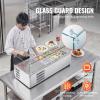 imageVEVOR Refrigerated Condiment Prep Station 135 W Countertop Refrigerated Condiment Station with 2 13 Pans ampamp 4 16 Pans 304 Stainless Body and PC Lid Sandwich Prep Table with Stainless Guard ETLGlass 40in