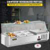imageVEVOR Refrigerated Condiment Prep Station 135 W Countertop Refrigerated Condiment Station with 2 13 Pans ampamp 4 16 Pans 304 Stainless Body and PC Lid Sandwich Prep Table with Stainless Guard ETL40 in