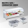 imageVEVOR Refrigerated Condiment Prep Station 135 W Countertop Refrigerated Condiment Station with 2 13 Pans ampamp 4 16 Pans 304 Stainless Body and PC Lid Sandwich Prep Table with Stainless Guard ETLGlass 48in