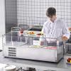imageVEVOR Refrigerated Condiment Prep Station 135 W Countertop Refrigerated Condiment Station with 2 13 Pans ampamp 4 16 Pans 304 Stainless Body and PC Lid Sandwich Prep Table with Stainless Guard ETLGlass 48in