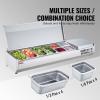 imageVEVOR Refrigerated Condiment Prep Station 135 W Countertop Refrigerated Condiment Station with 2 13 Pans ampamp 4 16 Pans 304 Stainless Body and PC Lid Sandwich Prep Table with Stainless Guard ETLStainless 60in