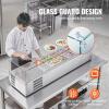 imageVEVOR Refrigerated Condiment Prep Station 135 W Countertop Refrigerated Condiment Station with 2 13 Pans ampamp 4 16 Pans 304 Stainless Body and PC Lid Sandwich Prep Table with Stainless Guard ETLGlass 60in