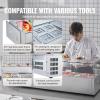 imageVEVOR Refrigerated Condiment Prep Station 135 W Countertop Refrigerated Condiment Station with 2 13 Pans ampamp 4 16 Pans 304 Stainless Body and PC Lid Sandwich Prep Table with Stainless Guard ETLGlass 60in