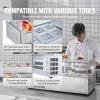 imageVEVOR Refrigerated Condiment Prep Station 135 W Countertop Refrigerated Condiment Station with 2 13 Pans ampamp 4 16 Pans 304 Stainless Body and PC Lid Sandwich Prep Table with Stainless Guard ETLGlass 40in