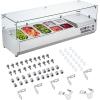 imageVEVOR Refrigerated Condiment Prep Station 135 W Countertop Refrigerated Condiment Station with 2 13 Pans ampamp 4 16 Pans 304 Stainless Body and PC Lid Sandwich Prep Table with Stainless Guard ETLGlass 55in