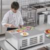 imageVEVOR Refrigerated Condiment Prep Station 135 W Countertop Refrigerated Condiment Station with 2 13 Pans ampamp 4 16 Pans 304 Stainless Body and PC Lid Sandwich Prep Table with Stainless Guard ETLStainless 275in