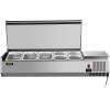 imageVEVOR Refrigerated Condiment Prep Station 135 W Countertop Refrigerated Condiment Station with 2 13 Pans ampamp 4 16 Pans 304 Stainless Body and PC Lid Sandwich Prep Table with Stainless Guard ETLStainless 55