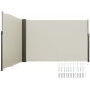 imageVEVOR Retractable Side Awning 71x 138 Outdoor Privacy Screen 180g Polyester WaterProof Retractable Patio Screen UV 30 Room Divider Wind Screen for Patio Backyard Balcony GrayBeige