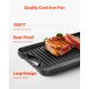 imageVEVOR Reversible GrillGriddle 17x10 PreSeasoned Cast Iron Griddle Rectangular Double Burner Griddle Pan NonStick Family Pan Cookware with Handles Flat Top Plate for BBQ Gas Grill Black20 x 10 x 1