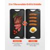 imageVEVOR Reversible GrillGriddle 17x10 PreSeasoned Cast Iron Griddle Rectangular Double Burner Griddle Pan NonStick Family Pan Cookware with Handles Flat Top Plate for BBQ Gas Grill Black20 x 10 x 1