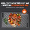 imageVEVOR Reversible GrillGriddle 17x10 PreSeasoned Cast Iron Griddle Rectangular Double Burner Griddle Pan NonStick Family Pan Cookware with Handles Flat Top Plate for BBQ Gas Grill Black167 x 97 x 06