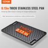 imageVEVOR Reversible GrillGriddle 17x10 PreSeasoned Cast Iron Griddle Rectangular Double Burner Griddle Pan NonStick Family Pan Cookware with Handles Flat Top Plate for BBQ Gas Grill Black167 x 97 x 06