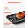imageVEVOR Reversible GrillGriddle 17x10 PreSeasoned Cast Iron Griddle Rectangular Double Burner Griddle Pan NonStick Family Pan Cookware with Handles Flat Top Plate for BBQ Gas Grill Black14 x 85 x 1
