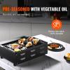 imageVEVOR Reversible GrillGriddle 17x10 PreSeasoned Cast Iron Griddle Rectangular Double Burner Griddle Pan NonStick Family Pan Cookware with Handles Flat Top Plate for BBQ Gas Grill Black167 x 97 x 06