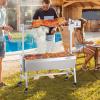 imageVEVOR Rotisserie Grill BBQ Whole Pig Lamb Goat Charcoal Spit Grill 46 Inch 132 Lbs Capacity Electric 52W Motor Stainless Steel Rotisserie Roaster with Lockable Wheels for Camping Outdoor35INWithout Baffle