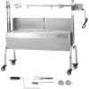 imageVEVOR Rotisserie Grill BBQ Whole Pig Lamb Goat Charcoal Spit Grill 46 Inch 132 Lbs Capacity Electric 52W Motor Stainless Steel Rotisserie Roaster with Lockable Wheels for Camping Outdoor46INWith Baffle