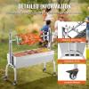 imageVEVOR Rotisserie Grill BBQ Whole Pig Lamb Goat Charcoal Spit Grill 46 Inch 132 Lbs Capacity Electric 52W Motor Stainless Steel Rotisserie Roaster with Lockable Wheels for Camping Outdoor46INWithout Baffle