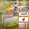 imageVEVOR Rotisserie Grill BBQ Whole Pig Lamb Goat Charcoal Spit Grill 46 Inch 132 Lbs Capacity Electric 52W Motor Stainless Steel Rotisserie Roaster with Lockable Wheels for Camping Outdoor46INWith Baffle