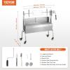 imageVEVOR Rotisserie Grill BBQ Whole Pig Lamb Goat Charcoal Spit Grill 46 Inch 132 Lbs Capacity Electric 52W Motor Stainless Steel Rotisserie Roaster with Lockable Wheels for Camping Outdoor46INWith Baffle